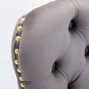 English Elm A&A Corduroy Dining Chair Set - Modern Armless Accent Side Chairs with Gold Metal Base, Tufted Beige Upholstery Gray W114367604