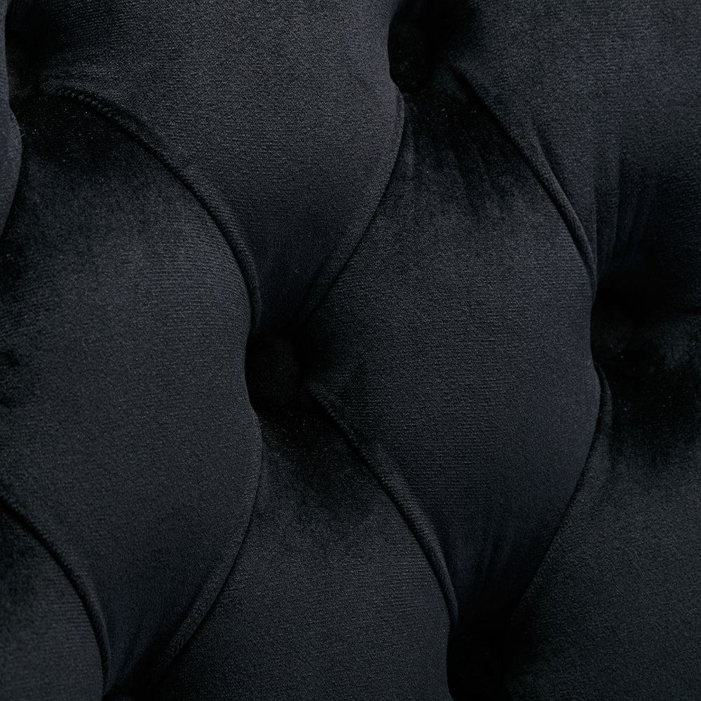 English Elm Nikki Velvet Tufted Dining Chair Set of 2 — Solid Wood Frame, Nailhead Trim, Chrome Legs, Black Elegance W114352492