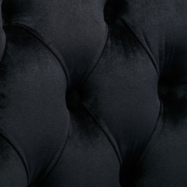 English Elm Nikki Velvet Tufted Dining Chair Set of 2 – Solid Wood Frame, Chrome Plated Legs, Nailhead Trim, Black Velvet Upholstery for Modern Dining Room Comfort and Style W114352492