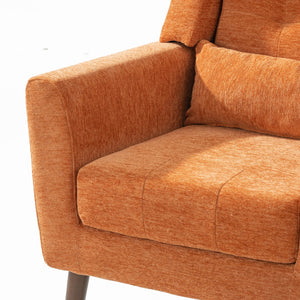 English Elm Modern Accent Chair with Chenille Upholstery, Ergonomic Padded Seat & Solid Wood Legs for Living Rooms Orange W1028102392