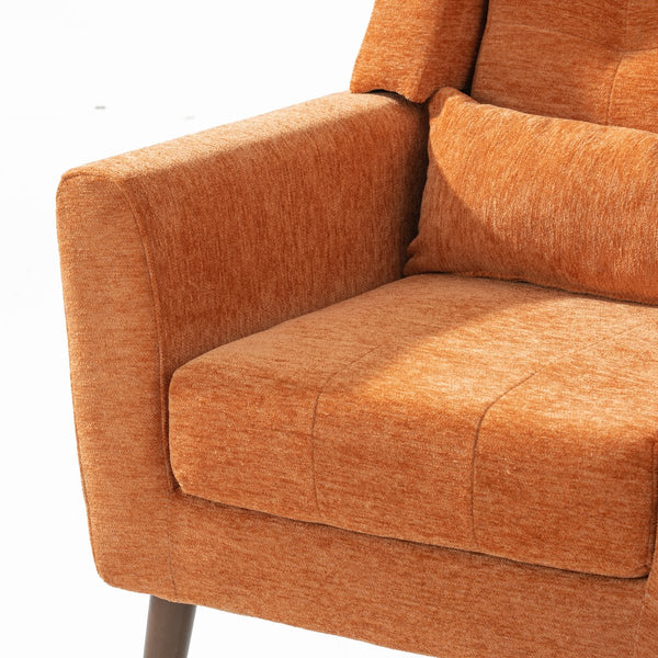 English Elm Modern Accent Chair with Chenille Upholstery, Ergonomic Padded Seat & Solid Wood Legs for Living Rooms Orange W1028102392