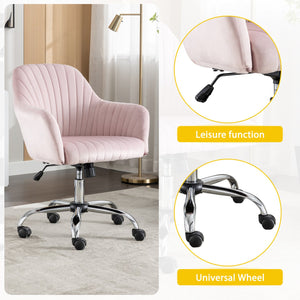 English Elm Accent breathable fleece office leisure chair with streamlined backrest, adjustable height & casters for modern spaces Pink W1521108571