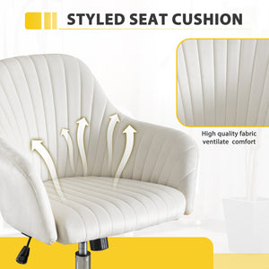 English Elm Accent breathable fleece office leisure chair with streamlined backrest, adjustable height & casters for modern spaces Beige W1521108554