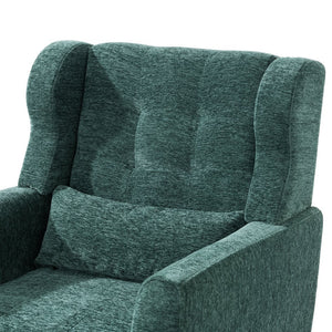 English Elm Modern Accent Chair with Chenille Upholstery, Ergonomic Padded Seat & Solid Wood Legs for Living Rooms Blackish Green W1028102387