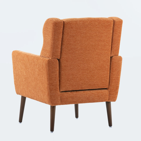 English Elm Modern Accent Chair with Chenille Upholstery, Ergonomic Padded Seat & Solid Wood Legs for Living Rooms Orange W1028102392