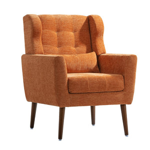 English Elm Modern Accent Chair with Chenille Upholstery, Ergonomic Padded Seat & Solid Wood Legs for Living Rooms Orange W1028102392