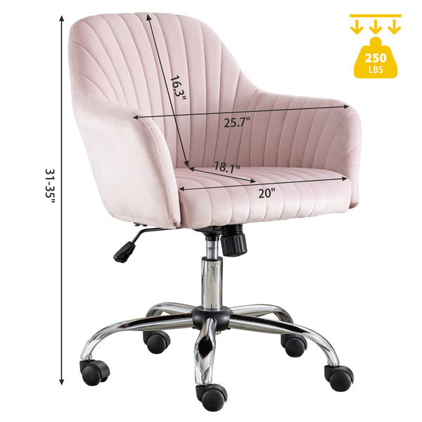 English Elm Accent breathable fleece office leisure chair with streamlined backrest, adjustable height & casters for modern spaces Pink W1521108571