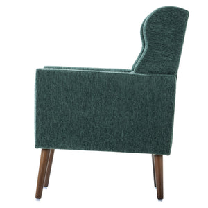 English Elm Modern Accent Chair with Chenille Upholstery, Ergonomic Padded Seat & Solid Wood Legs for Living Rooms Blackish Green W1028102387