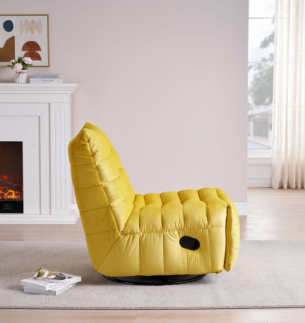 English Elm Lazy Velvet Rotatable Lounge Chair with Side Pocket, Modern Upholstered Reading Sofa for Small Spaces W1278108561