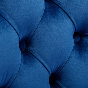 English Elm Nikki Velvet Tufted Dining Chair Set of 2 — Blue Upholstered Solid Wood Frame, Chrome Legs & Nailhead Trim W114390339