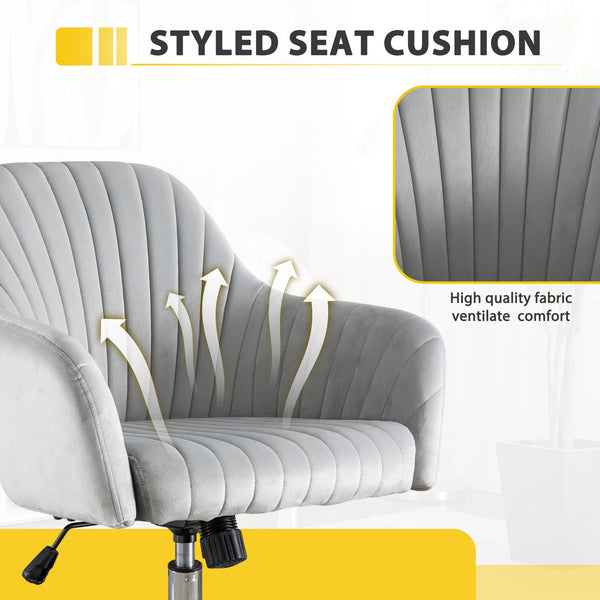 English Elm Accent breathable fleece office leisure chair with streamlined backrest, adjustable height & casters for modern spaces Light Gray W1521108569