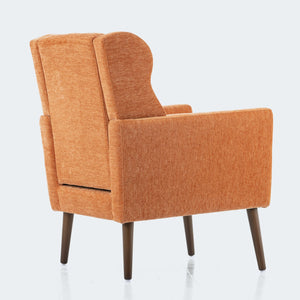 English Elm Modern Accent Chair with Chenille Upholstery, Ergonomic Padded Seat & Solid Wood Legs for Living Rooms Orange W1028102392