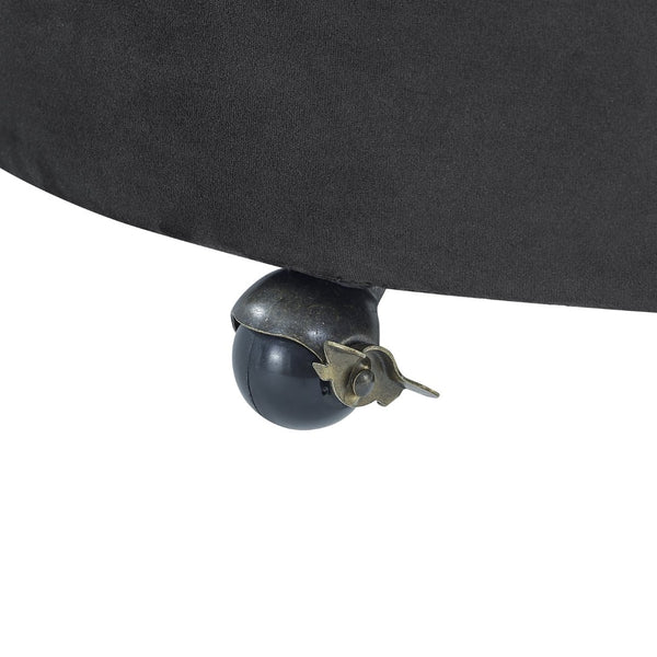 English Elm Velvet Button Tufted Swivel Accent Chair with Caster Wheels and Three Throw Pillows Black W48790917