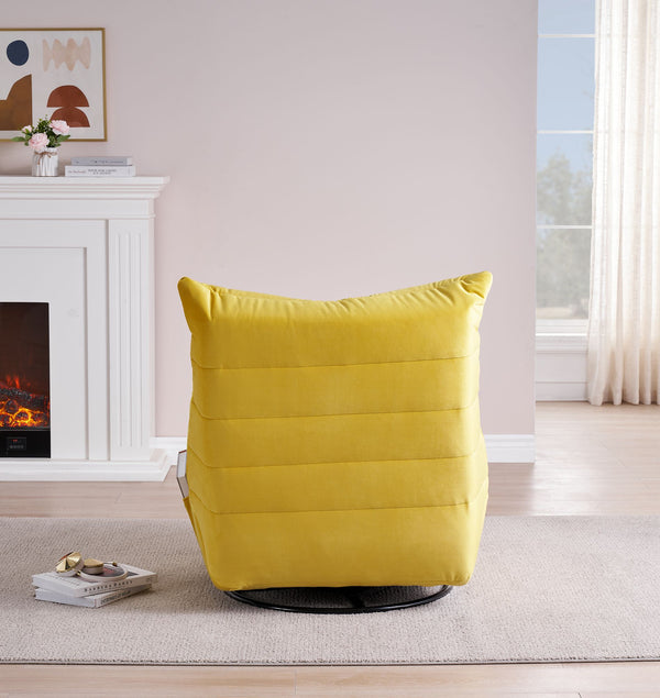 English Elm Lazy Velvet Rotatable Lounge Chair with Side Pocket, Modern Upholstered Reading Sofa for Small Spaces W1278108561