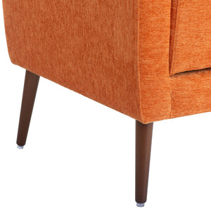 English Elm Modern Accent Chair with Chenille Upholstery, Ergonomic Padded Seat & Solid Wood Legs for Living Rooms Orange W1028102392