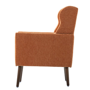 English Elm Modern Accent Chair with Chenille Upholstery, Ergonomic Padded Seat & Solid Wood Legs for Living Rooms Orange W1028102392