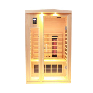 English Elm Two Person Hemlock Wood Far Infrared Home Sauna with Carbon Crystal Heating Panels W1787P249485
