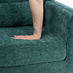 English Elm Modern Accent Chair with Chenille Upholstery, Ergonomic Padded Seat & Solid Wood Legs for Living Rooms Blackish Green W1028102387