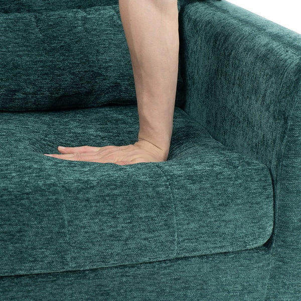 English Elm Modern Accent Chair with Chenille Upholstery, Ergonomic Padded Seat & Solid Wood Legs for Living Rooms Blackish Green W1028102387