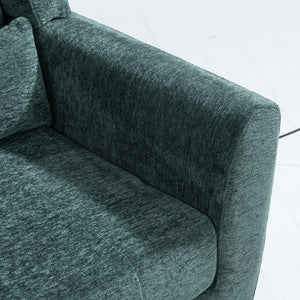 English Elm Modern Accent Chair with Chenille Upholstery, Ergonomic Padded Seat & Solid Wood Legs for Living Rooms Blackish Green W1028102387
