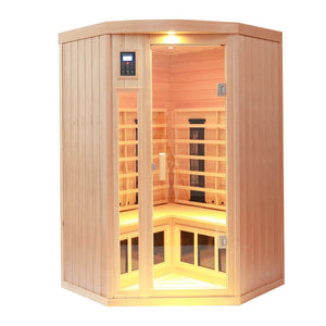 English Elm Hemlock Pentagonal Two Person Far Infrared Sauna with Carbon Crystal Heating Panels W1787P166060