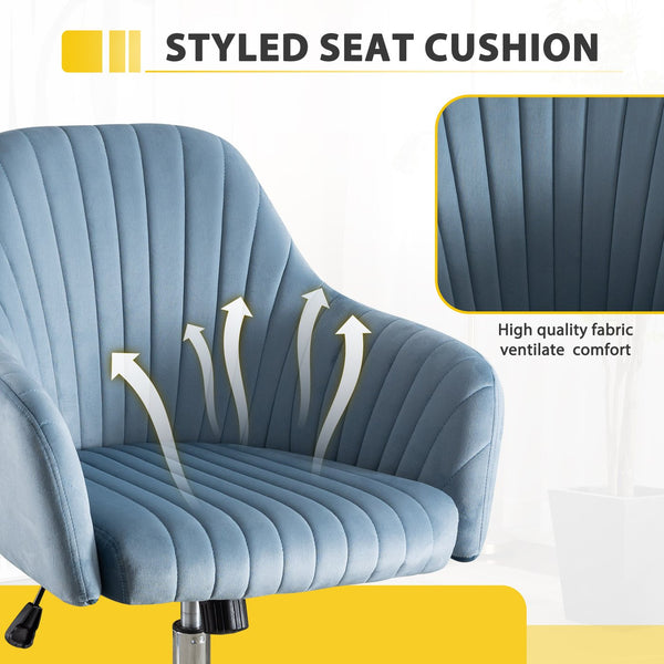 English Elm Accent breathable fleece office leisure chair with streamlined backrest, adjustable height & casters for modern spaces Light Blue W1521108560