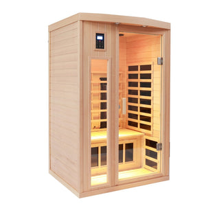 English Elm Two-person Hemlock Wood Far-infrared Home Sauna with Chromotherapy and Bluetooth Audio W1787S00011