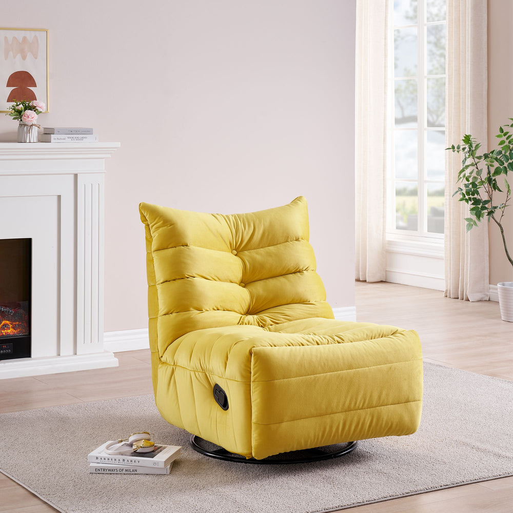 English Elm Lazy Velvet Rotatable Lounge Chair with Side Pocket, Modern Upholstered Reading Sofa for Small Spaces W1278108561