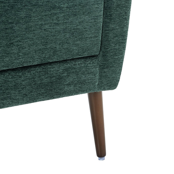 English Elm Modern Accent Chair with Chenille Upholstery, Ergonomic Padded Seat & Solid Wood Legs for Living Rooms Blackish Green W1028102387