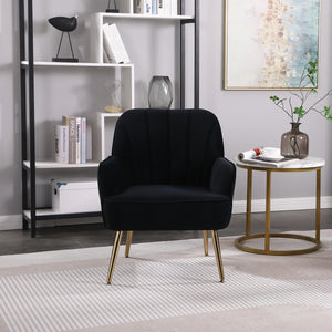 English Elm Modern Velvet Sherpa Armchair Navy – Mid Century Iron Frame, Gold Legs, Plush Sponge Seat, 250lb Capacity W1361102502