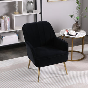 English Elm Modern Velvet Sherpa Armchair Navy – Mid Century Iron Frame, Gold Legs, Plush Sponge Seat, 250lb Capacity W1361102502