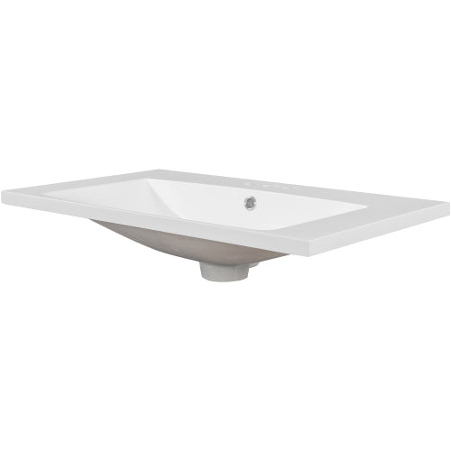 English Elm 30 Ceramic 30 Inch White Ceramic Sink - Durable, Easy-Clean Top-Mount Basin with Pre-Drilled Faucet Hole W1882P180704