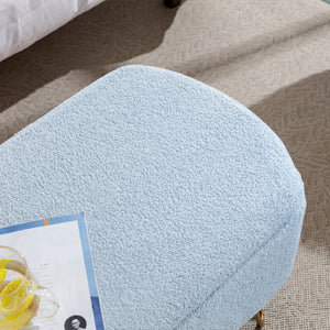 English Elm Blue Faux Fur Storage Bench Pleated Upholstery Gold Legs Modern Bedroom Entryway W1170104171