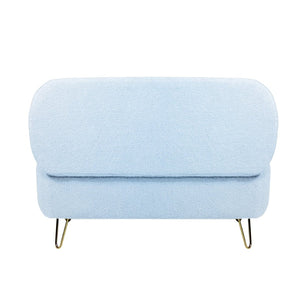 English Elm Blue Faux Fur Storage Bench Pleated Upholstery Gold Legs Modern Bedroom Entryway W1170104171