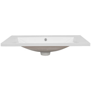 English Elm 30 Ceramic 30 Inch White Ceramic Sink - Durable, Easy-Clean Top-Mount Basin with Pre-Drilled Faucet Hole W1882P180704