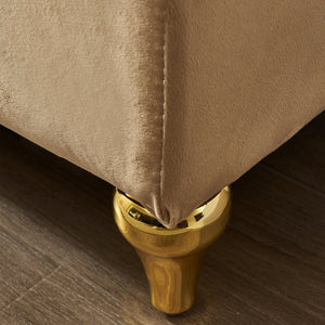 English Elm Modern Velvet Chaise Lounge with Hidden Storage Gold Legs Bedroom Accent Chair Khaki W1097102810