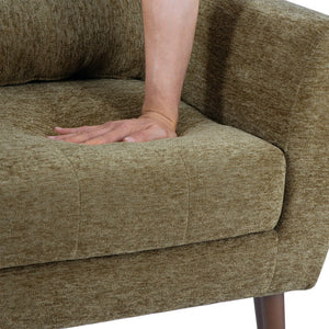 English Elm Modern Accent Chair with Chenille Upholstery, Ergonomic Padded Seat & Solid Wood Legs for Living Rooms Olive Green W1028102389