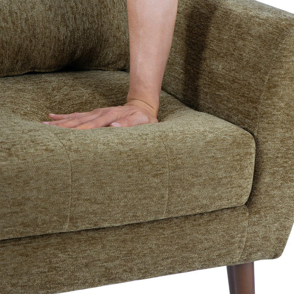 English Elm Modern Accent Chair with Chenille Upholstery, Ergonomic Padded Seat & Solid Wood Legs for Living Rooms Olive Green W1028102389