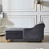 English Elm Modern Upholstery Chaise Lounge Chair With Storage Velvet (Grey)