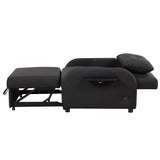 English Elm Pull Out Sofa Sleeper 3 In 1 With 2 Wing Table and Usb Charge For Nap Line Fabric For Living Room Recreation Room Black