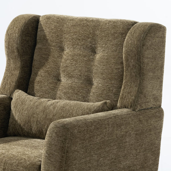 English Elm Modern Accent Chair with Chenille Upholstery, Ergonomic Padded Seat & Solid Wood Legs for Living Rooms Olive Green W1028102389