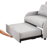 English Elm Pull Out Sofa Sleeper 3 In 1 With 2 Wing Table and Usb Charge For Nap Line Fabric For Living Room Recreation Room Grey