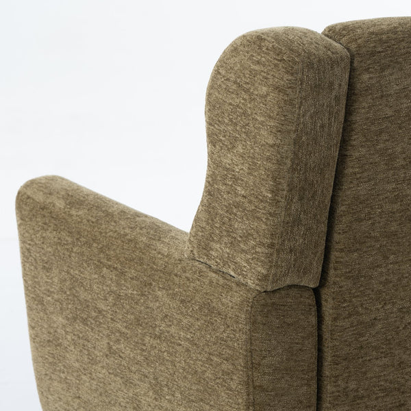 English Elm Modern Accent Chair with Chenille Upholstery, Ergonomic Padded Seat & Solid Wood Legs for Living Rooms Olive Green W1028102389