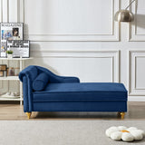 English Elm Modern Upholstery Chaise Lounge Chair With Storage Velvet (Navy Blue)