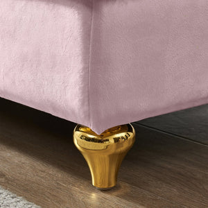 English Elm Modern Velvet Chaise Lounge with Hidden Storage Gold Legs Bedroom Accent Chair Pink W1097102808