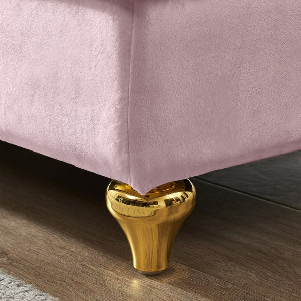 English Elm Modern Velvet Chaise Lounge with Hidden Storage Gold Legs Bedroom Accent Chair Pink W1097102808