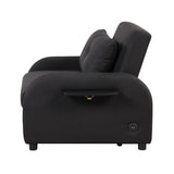 English Elm Pull Out Sofa Sleeper 3 In 1 With 2 Wing Table and Usb Charge For Nap Line Fabric For Living Room Recreation Room Black