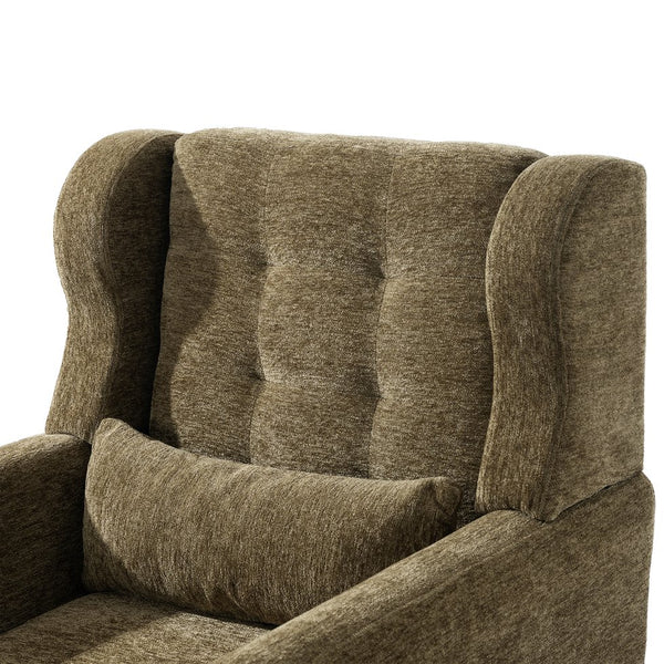 English Elm Modern Accent Chair with Chenille Upholstery, Ergonomic Padded Seat & Solid Wood Legs for Living Rooms Olive Green W1028102389