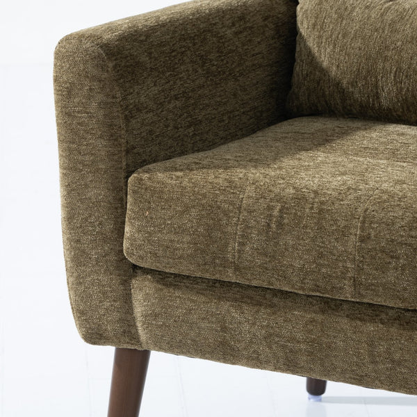 English Elm Modern Accent Chair with Chenille Upholstery, Ergonomic Padded Seat & Solid Wood Legs for Living Rooms Olive Green W1028102389