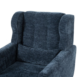 English Elm Modern Accent Chair with Chenille Upholstery, Ergonomic Padded Seat & Solid Wood Legs for Living Rooms Dark Blue W1028102388